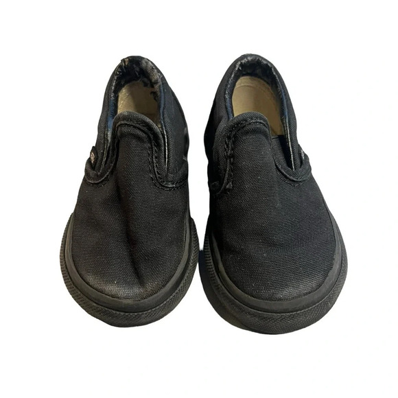 Vans Classic Slip-On Black Canvas Toddler Sneakers Unisex‎ Kids Size 4 - Picture 3 of 8